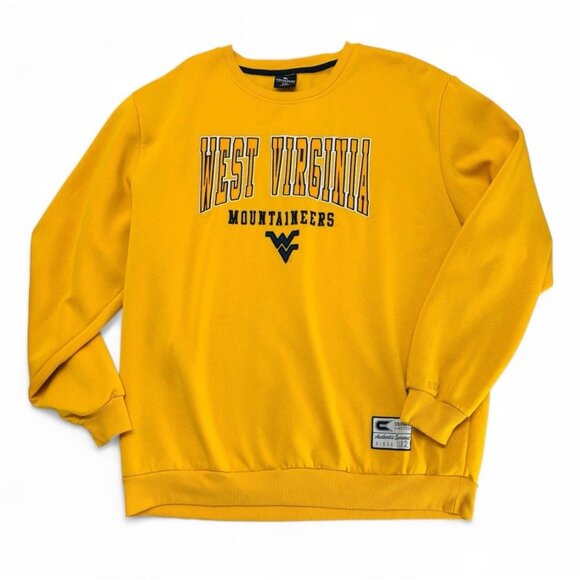 West Virginia Mountaineers Embroidered Sweatshirt Mens XXL Yellow Colosseum - Picture 1 of 9